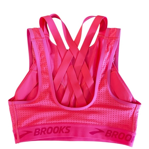 Brooks Neon Orange Perforated Sports Bra Estimated Size Small - Picture 2 of 4